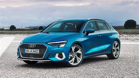 Audi A3 Sportback | 2021MY (Color: Atoll Blue) | Front Three-Quarter