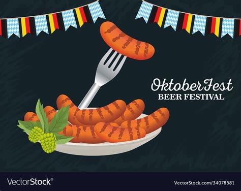 Happy oktoberfest celebration with sausages Vector Image