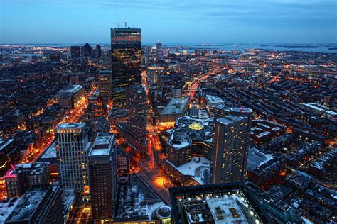 An aerial night view of Boston city center, Massachusetts | Vibration Analysis : Infrared : CBM ...