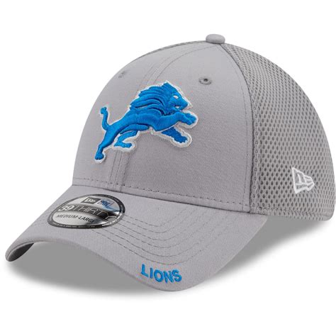 Men's New Era Gray Detroit Lions Logo Neo 39THIRTY Flex Hat