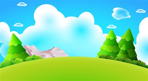 Cartoon forest hill landscape vector nature background illustration ...