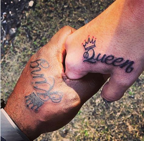 King queen couples tattoos tattoo crown ink black hand tat | Queen ...