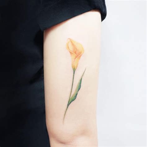 calla lily watercolor tattoo - pakistaniweddingoutfitswalimaanarkali