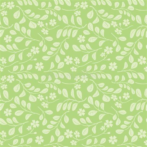 Light Green Leaves with Flowers on Bright Green Background - Seamless Pattern Stock Vector ...