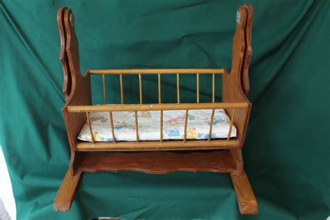 Vintage wooden rocking doll cradle,baby doll wood cradle,doll crib with spindles,doll furniture ...