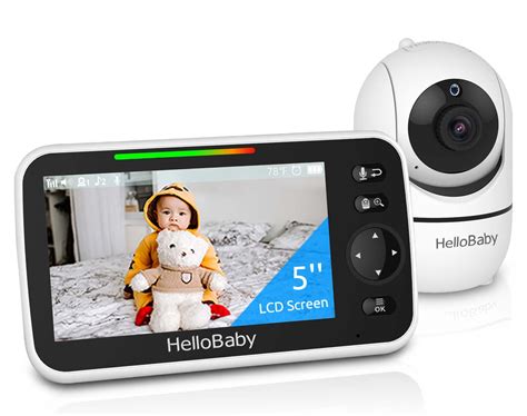 Buy HelloBaby Upgrade Monitor, 5''Sreen with 30-Hour Battery, Pan-Tilt-Zoom Video Baby Monitor ...