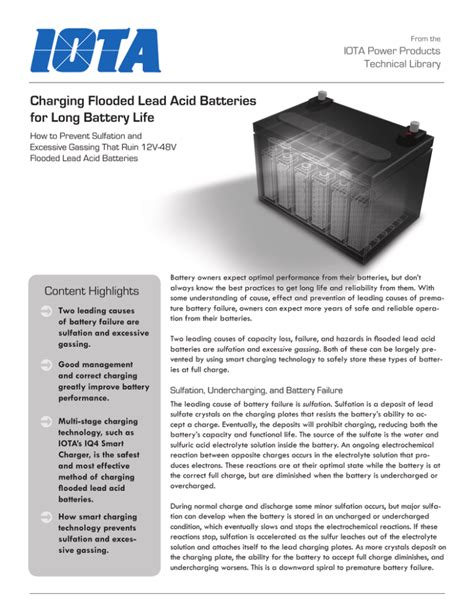 Charging Flooded Lead Acid Batteries for Long Battery Life