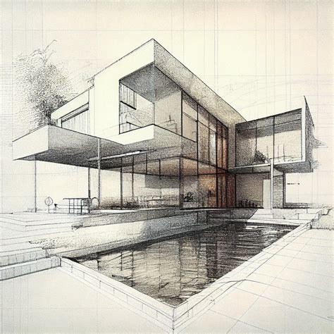 Plano de plan de dibujo de arquitectura de casa de lujo | Foto Premium