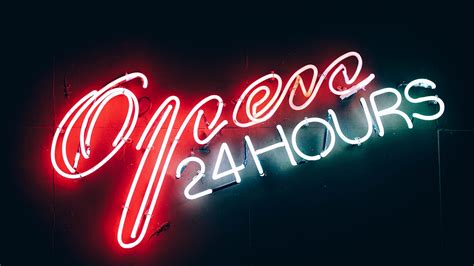 3840x2160, Open 24 Hours Neon Sign Wallpaper - Neon Lights Wallpaper ...