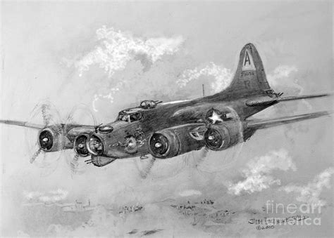 B-17 Flying Fortress Drawing by Jim Hubbard