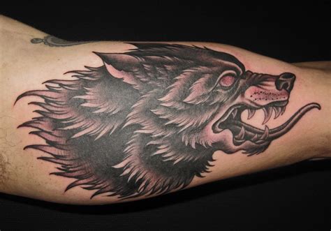 Angry Wolf Face Tattoo