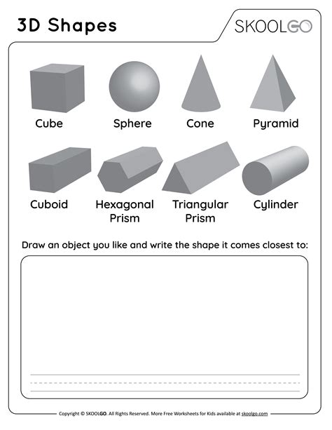 3D Shapes - Free Worksheet - SKOOLGO