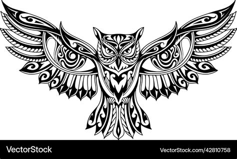 Tribal style owl tattoo Royalty Free Vector Image