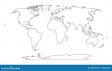 Outline Map of World. Simple Flat Vector Illustration Stock Vector ...