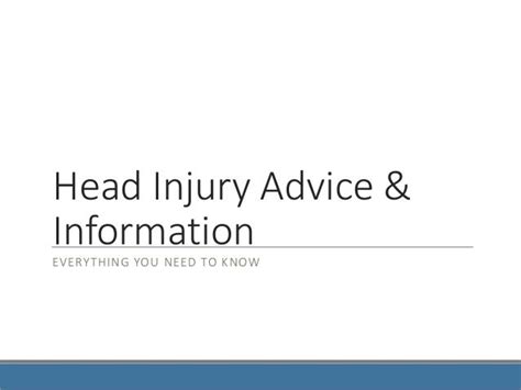 Head Injury Advice & Information