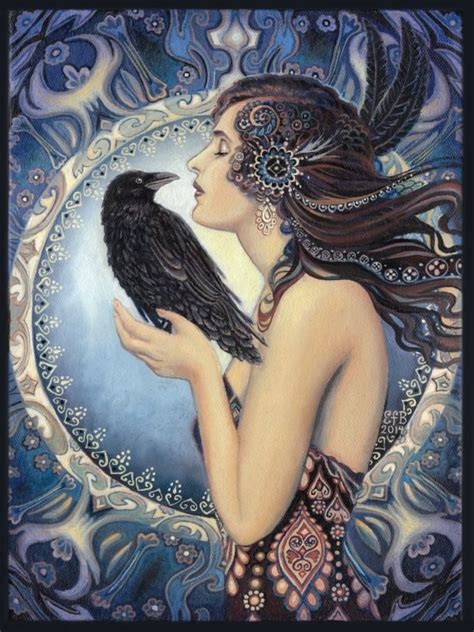 Raven Goddess 8x10 Print Pagan Mythology Celtic Witch Art