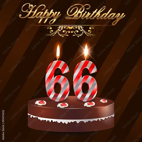 66 year Happy Birthday Card with cake and candles, 66th birthday - vector EPS10 Stock ...