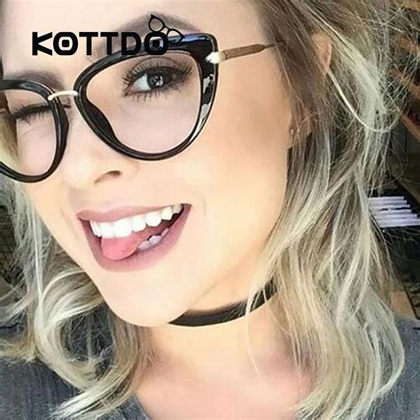 Metal Eyewear Cat Eye Frames Eye glasses Women Trendy Designer Glasses Prescription Eyeglass ...