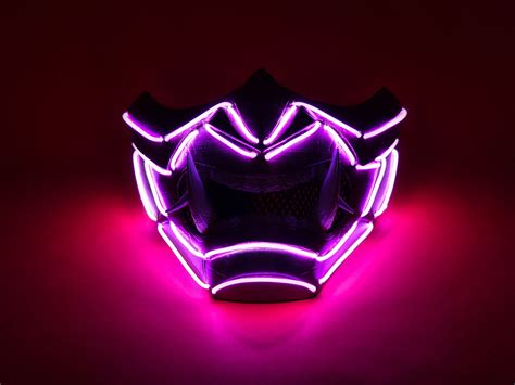 Glowing Cyberpunk Oni Mask Cyber Oni Mask Menpo Mask - Etsy