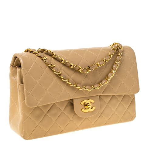 Chanel Beige Quilted Leather Medium Classic Double Flap Bag Chanel | TLC