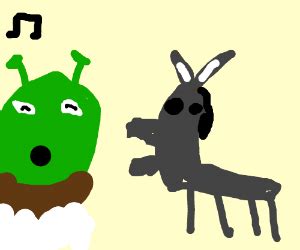 Shrek singing to donkey - Drawception