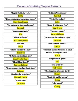 Advertising Slogans Worksheet | francerelaisvoyages.blogspot.com