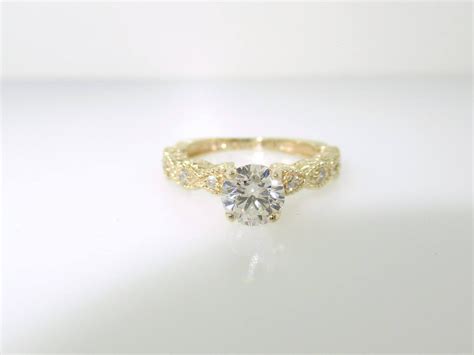 Vintage Engagement Ring Yellow Gold, Diamond Engagement Ring, Bridal Ring, Vintage Wedding Ring ...