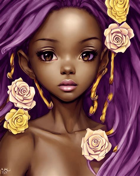 African Princess Kawaii Chibi Girl · Creative Fabrica