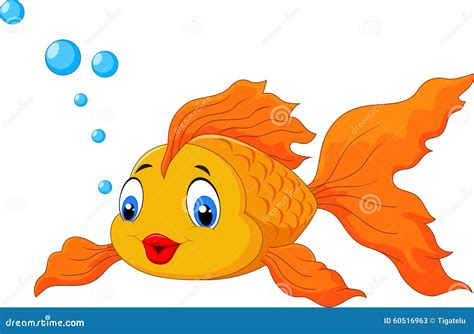 Cartoon Cute Golden Fish Isolated on White Background Stock Vector - Illustration of clear ...