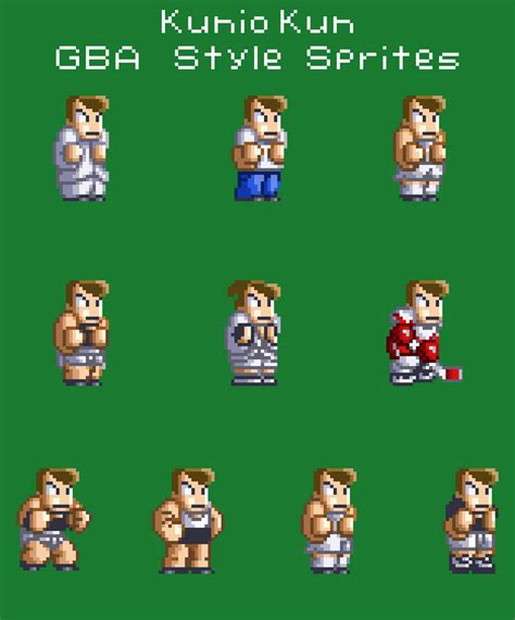 Kunio Kun sprites in the GBA style by VforVallhala on DeviantArt