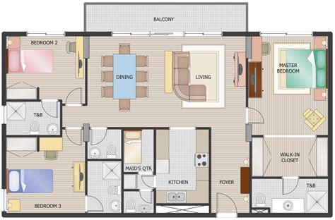 How To Draw A 3 Bedroom House Plan - Design Talk