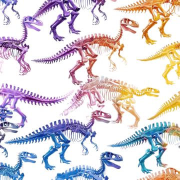 Colorful Dinosaur Skeletons Seamless Pattern, Children, Triceratops, Colorful PNG Transparent ...