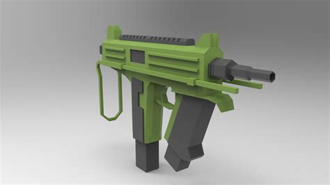 54 Cool Low Poly Gun 3d Model - Free Mockup