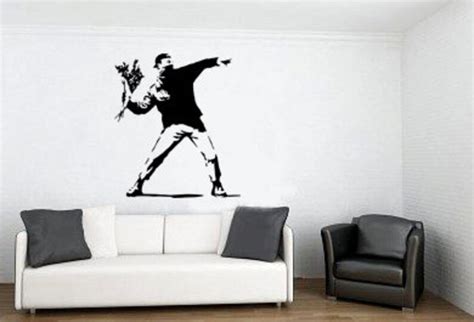 Banksy Flower Thrower Graffiti Wall Decal Sticker Vinyl 100x55 - Etsy