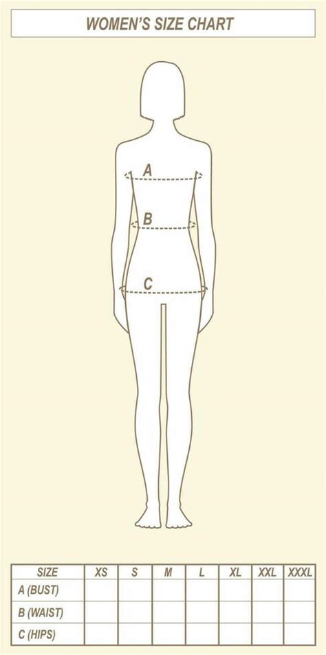 Women's clothing size chart. Body measurements. Bust, waist, hips ...