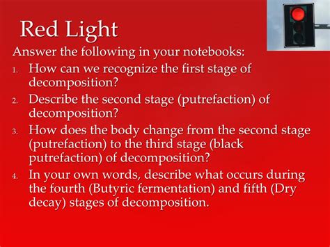 PPT - Aim: SWBAT describe the stages of decomposition of a corpse ...