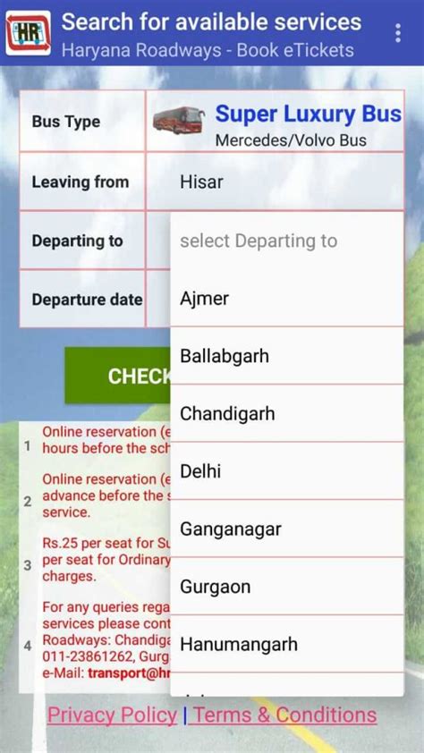 Haryana Roadways Volvo Bus Time Table - red bus delhi to basti