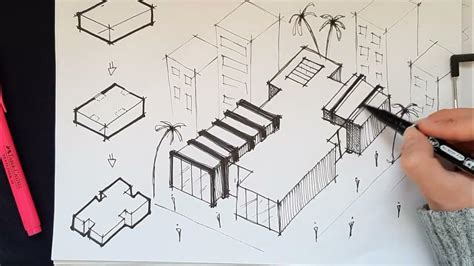 Quick Architectural sketch .. learn in 7 minutes - YouTube