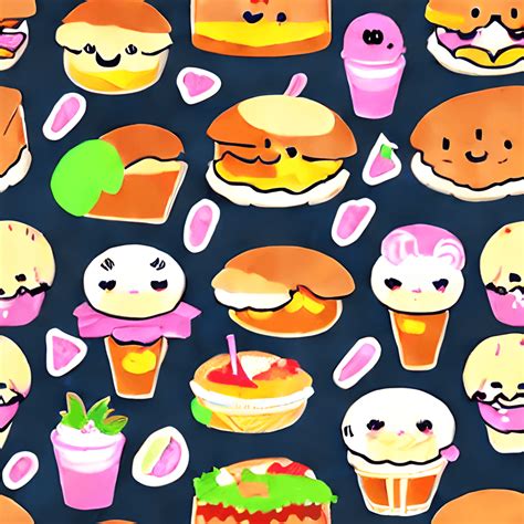 Cute Kawaii Chibi Food Background Pattern · Creative Fabrica