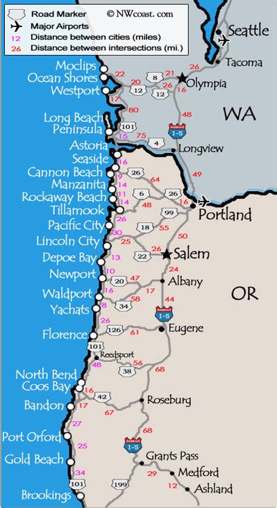 Oregon Coast Lighthouses Map | secretmuseum