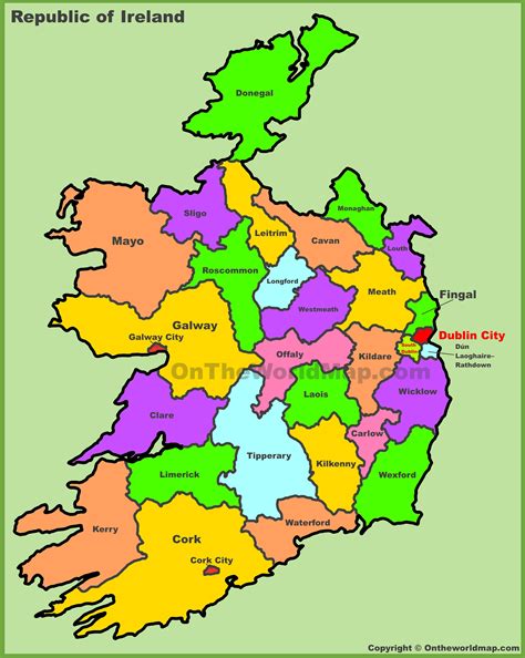 Administrative divisions map of Ireland - Counties map of Ireland ...