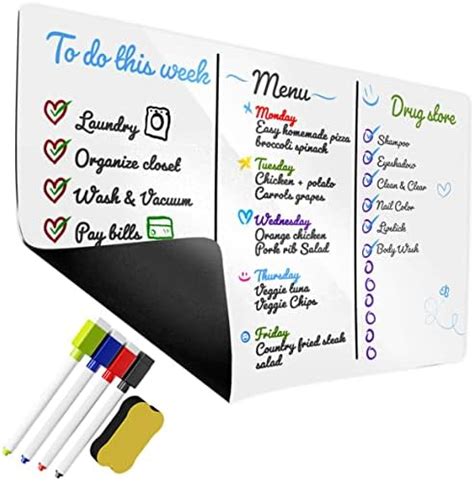 Magnetic Whiteboard for Fridge, 17” x 11” Stain Resistant Strong Magnetic Fridge Whiteboard ...