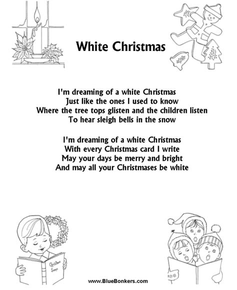 BlueBonkers: White Christmas, Free Printable Christmas Carol Lyrics Sheets : Favorite Christmas ...