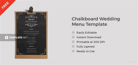 Free Chalkboard Wedding Menu Template in Microsoft Word, Microsoft Publisher, Adobe Illustrator ...