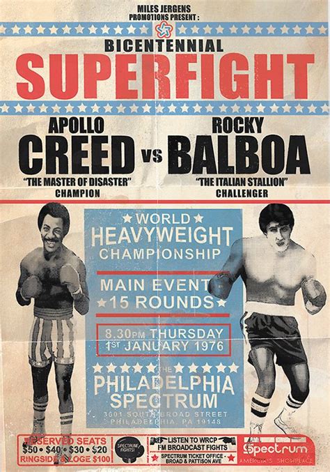 Rocky Balboa VS Apollo Creed Bicentennial Superfight Poster/Print Stallone | eBay