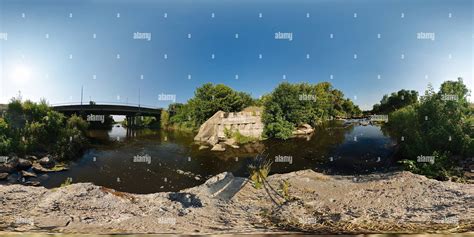 360° view of Druzhkovka. Destroyed dam - Alamy