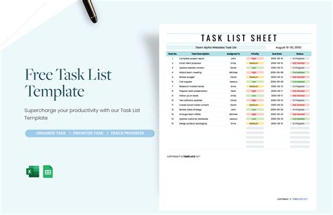 FREE Task Sheet Template - Download in Word, Google Docs, Excel, PDF, Google Sheets, Apple Pages ...