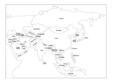 Mapa De Asia En Blanco | Mapa