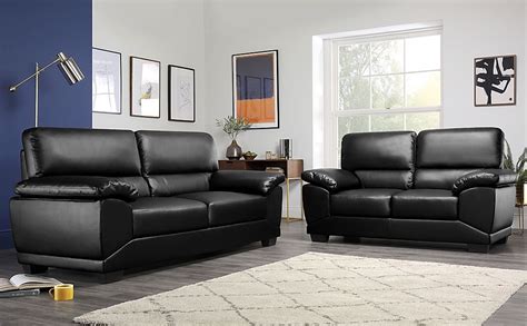 Oregon Black Leather 3+2 Seater Sofa Set | Furniture Choice