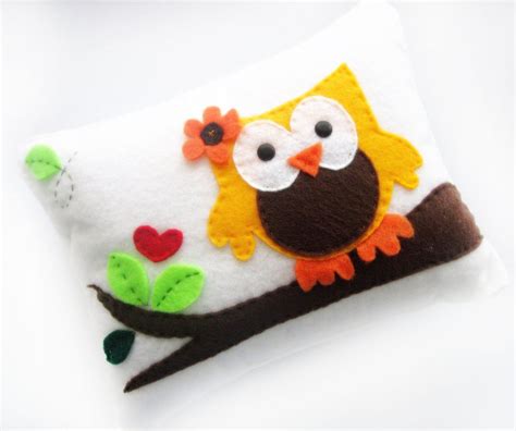 Felt Owl Pillow Personalized Felt Owl Pillow by Mariapalito